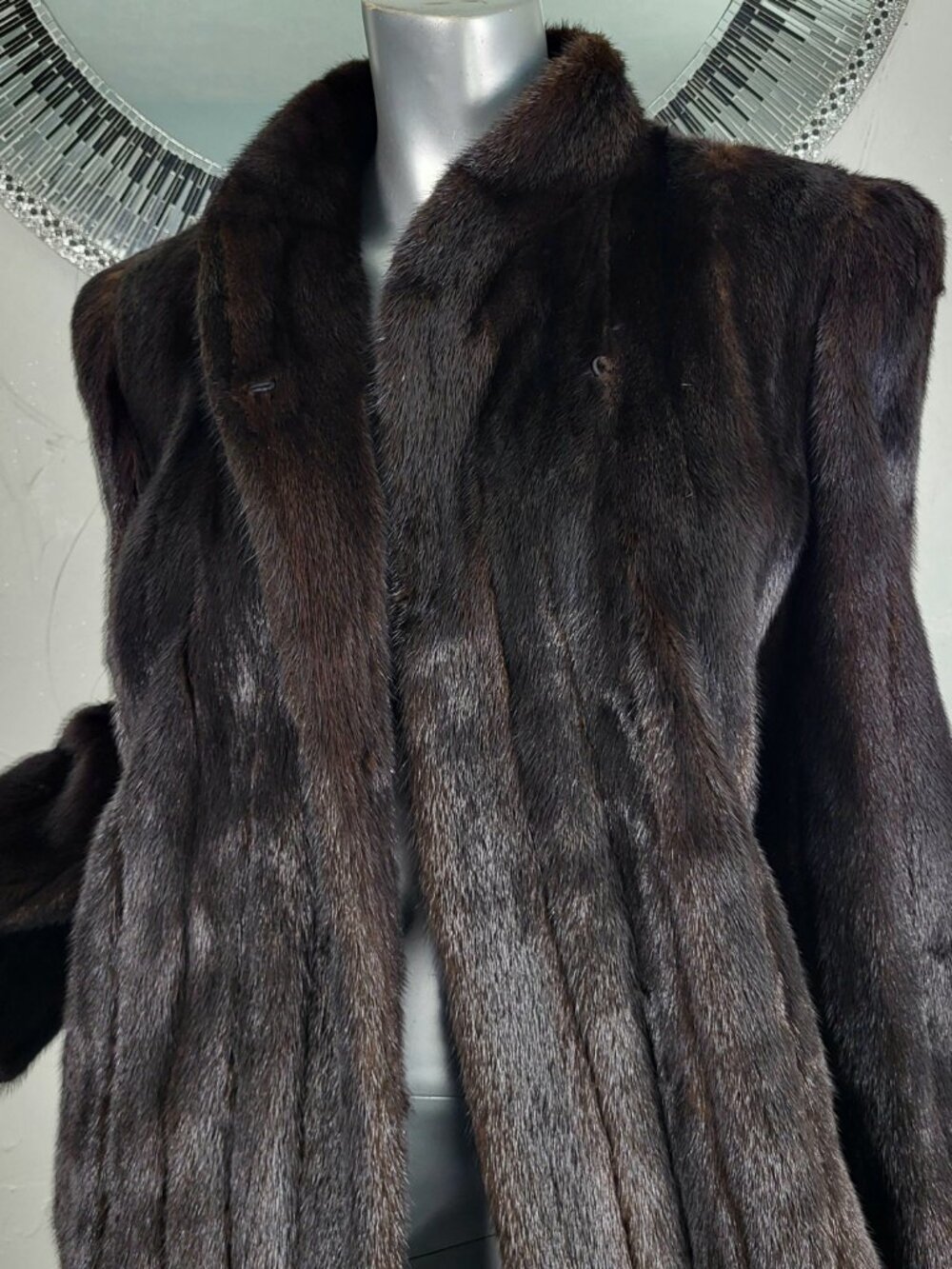 $5000 APPRAISAL~L~VINTAGE BROWN RANCH GENUINE REAL FULL LENGTH MINK FUR COAT - Picture 2 of 16